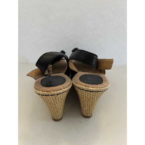 BOC Born Concepts Women’s Black Leather Slingback Wedge Sandals Weave Size 10 - Picture 5 of 14